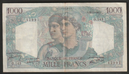 France - 1000 Francs - Minerve Et Hercule Du 22-11-1945 - N° 42991 - O,143 - 1 000 F 1945-1950 ''Minerve Et Hercule''