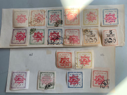 Postes Persanes Iran 1902-1903 No 150 à 168a Sauf 152 157 TTB Surcharge Rouge Kran Minuscule Et Majuscule Lion Au Centre - Iran