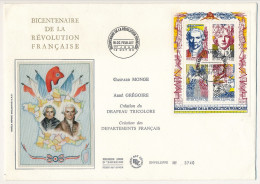 Grande Env. Bicentenaire Révolution Française - Bloc Feuillet Monge, Abbé Grégoire, Drapeau Tricolore, Départements FDC - 1990-1999
