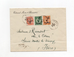 !!! LETTRE D'ALEXANDRIE DE 1926 POUR L'ISERE, AFFRANCH TYPES BLANC + MOUCHON - Storia Postale