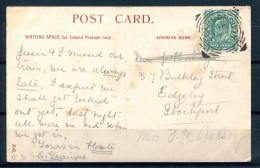 RC 25244 GRANDE BRETAGNE SQUARED CIRCLE " SCARBOROUGH " AU .. 1904 POSTMARK ON POST CARD TO GB VF - Marcophilie