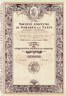 Titre Ancien - Société Anonyme De Garages Et Taxis - Belle Présentation - - Automobil