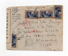 !!! GRAND LIBAN, LETTRE PAR AVION DE BEYROUTH POUR ALEXANDRIE DE 1944 AVEC CENSURE FRANCE LIBRE - Lettres & Documents