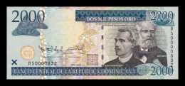 República Dominicana 2000 Pesos Oro 2010 Pick 181c Low Serial 832 Sc Unc - Dominikanische Rep.