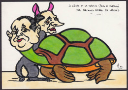 CPM Tortue Dessin Original En Tirage Limité 6 Ex Numérotés Signés Jihel Non Circulé Barre Chirac - Tartarughe
