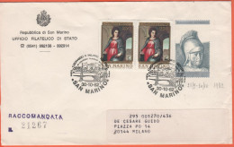 SAN MARINO - 1982 - 2 X 250 Natale-Andrea Del Sarto + 550 Bimillenario Della Morte Di Virgilio + Annullo Leonardo A Mila - Storia Postale