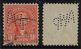 USA 1917/1926 Stamp With Perfin AWP By American Writing Paper Company From Holyoke Lochung Perfore - Zähnungen (Perfins)