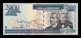 República Dominicana 2000 Pesos Oro 2010 Pick 181c Low Serial 967 Sc Unc - Dominicaine