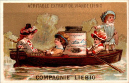 Chromo Liebig Série Française N°74 Images De Genre N°12 - B) Quatre Enfants En Bateau Avec Vase .... En B.Etat - Liebig