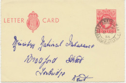 GB 1954 GVI Superb 2 ½ D Red Postal Stationery Letter Card Tied By Very Rare CDS Double Circle 25mm „PEMBURY / TUNBRIDGE - Storia Postale