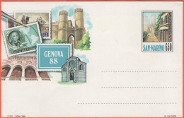 SAN MARINO - 1988 - BU3 Genova '98 - Busta Postale - Intero Postale - NUOVO - Entiers Postaux