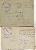 2 LETTRES FRANCHISES MILITAIRES -ROANNE - LOIRE -1940+CACHET VIOLET 3e Cie MITRAILLEUSES -DAT XIII - Military Postmarks From 1900 (out Of Wars Periods)