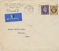 GB 1939 VF Air Mail Cover Flown With FRENCH COMPANY W GVI 3 D And 1 Sh (this New Postage Rate Came Into At 2.9.1939) - Covers & Documents