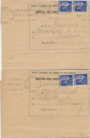 2 LETTRES SERVICE COLIS POSTAUX -SOCIETE DES CHEMINS DE FER FRANCAIS -AFFRANCHIES  PAIRE N° 482 -ANNEE  1941 - Poste Ferroviaire