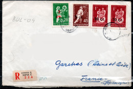 BUL-04 : Bulgarie > France LR > Sofia Cachet Manuel 1962 Sur 4 Timbres Surchargés - Lettres & Documents