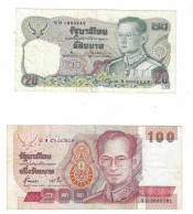 2 BANCONOTE TAILANDIA 20 BAHT 1981 - 100 BAHT 1994 - Thailand