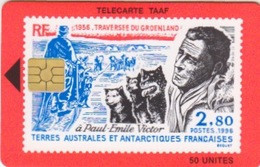 Télécarte 50U, Tirage 750, Paul Emile Victor En Arctique (Chiens, Traineau, ...) - TAAF - Territorios Australes Franceses