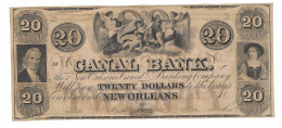 U.S.A. CANAL BANK NEW ORLEANS LOUISIANA 20 DOLLARS 1850 - Confederate (1861-1864)