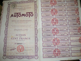 Action De 100 Francs Au Porteur émise Par La S.A. Constructions Mécaniques De La Loire - Automoto - 1926 - A - C