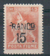 FIUME 1919 ALLEGORIE SOP.TI "FRANCO" 45 C. * GOMMA ORIGINALE - Fiume