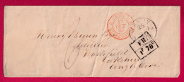 CAD VERSOIX SUISSE ENTREE SUISSE BELLEGARDE 3 MARQUE ECHANGE ANGLAISE 1F78 POUR ANGLETERRE 1860 LETTRE - ...-1845 Prefilatelia