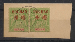 HOI-HAO - 1901 - N°Yv. 4 - 5c Vert-jaune En Paire - Oblitérés Sur Fragment / Used - Used Stamps