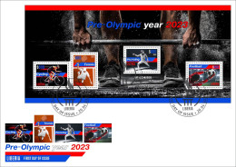 LIBERIA 2023 FDC PREOLYMPIC YEAR 2024 JEUX OLYMPIQUES PARIS OLYMPIC GAMES TENNIS CYCLING FOOTBALL WEIGHTLIFTING FENCING - Verano 2024 : París
