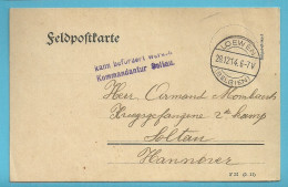 Feldpostkarte Duitse Brugstempel LOEWEN Op 28/12/14 Naar Kriegsgefengene SOLTAU / Hannover, Stempel KOMMANDANTUR - Prisoners