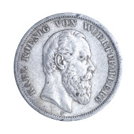 Allemagne-Royaume De Wurtemberg-Karl Ier 5 Mark 1876 Stuttgart - 2, 3 & 5 Mark Argent