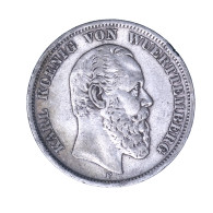 Allemagne-Royaume De Wurtemberg-Karl Ier 5 Mark 1876 Stuttgart - 2, 3 & 5 Mark Argent