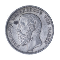 Allemagne-Grand Duché De Bade Friedrich I 5 Mark 1876 Karlsruhe - 2, 3 & 5 Mark Plata