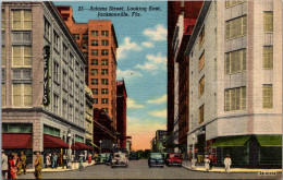 Florida Jacksonville Adams Street Looking East Curteich - Jacksonville