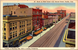 Colorado Pueblo Main Street Looking North From Second Street Curteich - Pueblo