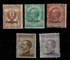 Ref 1612 - Aegean Italy - Calino Calymnos   Island 1912 - 6 Mint Stamps- Sass. 1.2. 3, 6 & 7 - Ägäis (Calino)