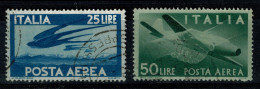 Ref 1612 - Italy  1945/6 Posta Aerea - L25 & L50 Fine Used  Stamp Sass. 131/132 - Usati