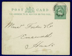 Ref 1613 - GB 1906 KEVII Postal Stationey Card - Portsea Island Gas Light Company To Emsworth - Storia Postale