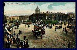 Ref 1614 - Early Postcard - Open Top Tram - Piccadilly & Infirmary Manchester Lancashire - Manchester