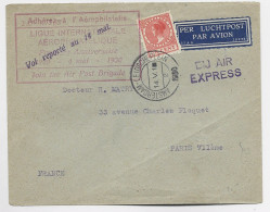 NEDERLAND 7 1/2C SOLO LETTRE COVER EXPRES AVION AMSTERDAM 14.V.1930 TO FRANCE VOL REPORTE AU 14 MAI - Poste Aérienne