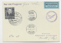 AUSTRIA 24C SOLO KARTE CARD AVION GRAZ 25.VII .1935 FLUGPOST GRAZ WIEN - Altri & Non Classificati