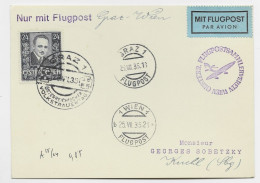 AUSTRIA 24C SOLO KARTE CARD AVION GRAZ 25.VII .1935 FLUGPOST GRAZ WIEN - Andere & Zonder Classificatie