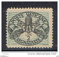 VATICANO:  1946  TASSE  -  £. 2  AZZURRO  CHIARO  N. -  SASS. 17 - Postage Due