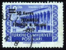 Türkiye 1957 Mi 1530 Surcharged Stamp For Istanbul Philatelic Exhibition, Building - Oblitérés