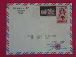 BS20 LA REUNION    BELLE LETTRE RR 1956 PAR AVION  SAINT DENIS   A PARIS FRANCE + SURCHARGE CFA+ AFFR. INTERESSANT+ - Cartas & Documentos