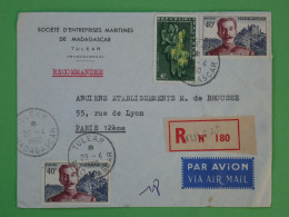 BS20  MADAGASCAR   BELLE LETTRE RECOM. +MARITIMES 1960 TULEAR   A PARIS FRANCE ++ AFFR. PLAISANT+ - Covers & Documents