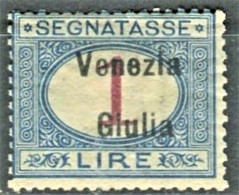 VENEZIA GIULIA 1918  SEGNATASSE 1 LIRA * GOMMA ORIGINALE FIRMATA - Venezia Giuliana