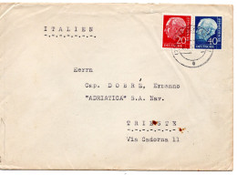 66284 - Bund - 1957 - 40Pfg Heuss II MiF A Bf BAD OEYNHAUSEN -> TRIESTE (Italien) - Briefe U. Dokumente