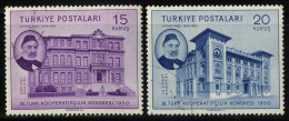 Türkiye 1950 Mi 1264-1265 3rd Congress Of Turkish Cooperative System, Istanbul | Mithat Pasha And Security Bank - Oblitérés