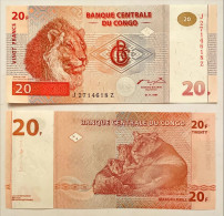 Congo 20 Franks 1997 Prefix J-Z Replacement UNC - République Démocratique Du Congo & Zaïre