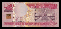 República Dominicana 1000 Pesos Dominicanos 2011 Pick 187a Low Serial 864 Sc Unc - Dominicaine