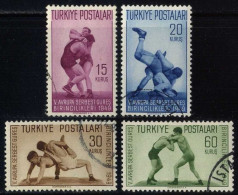 Türkiye 1949 Mi 1231-1234 5th European Wrestling Championships, Istanbul | Martial Arts, Wrestlers - Used Stamps